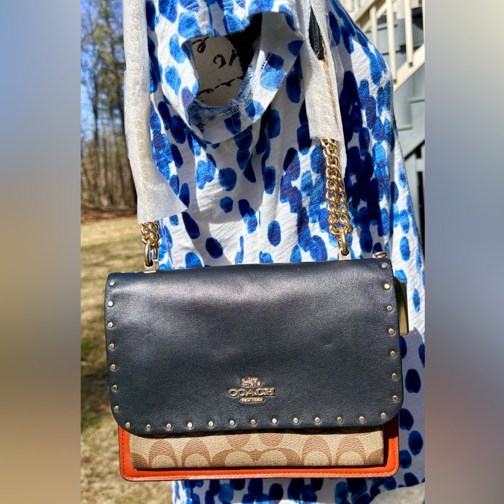 COACH Klare Riveted Leather  Crossbody Retail $450!